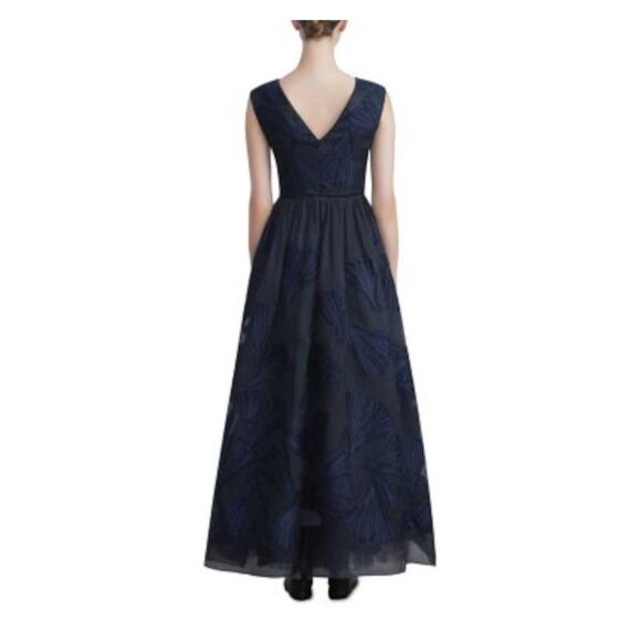 LAFAYETTE 148 NEW YORK Womens Navy Lined Shirred Waist And Piping V Maxi Dress 8 - Picture 2 of 3
